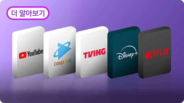 YouTube, coupang, TVING, Disney, NETFLIX 로고들이 나열되어있는 이미지 더 알아보기