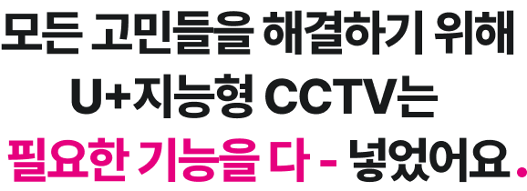 이 모든 고민들을 해결하기 위해 U+지능형 CCTV는 필요한 기능을 다 - 넣었어요