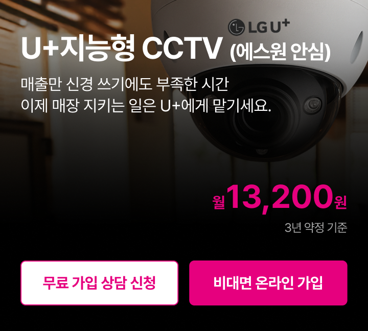 매출만 신경 쓰기에도 부족한 시간 이제 매장 지키는 일은 U+에게 맡기세요. U+지능형 CCTV