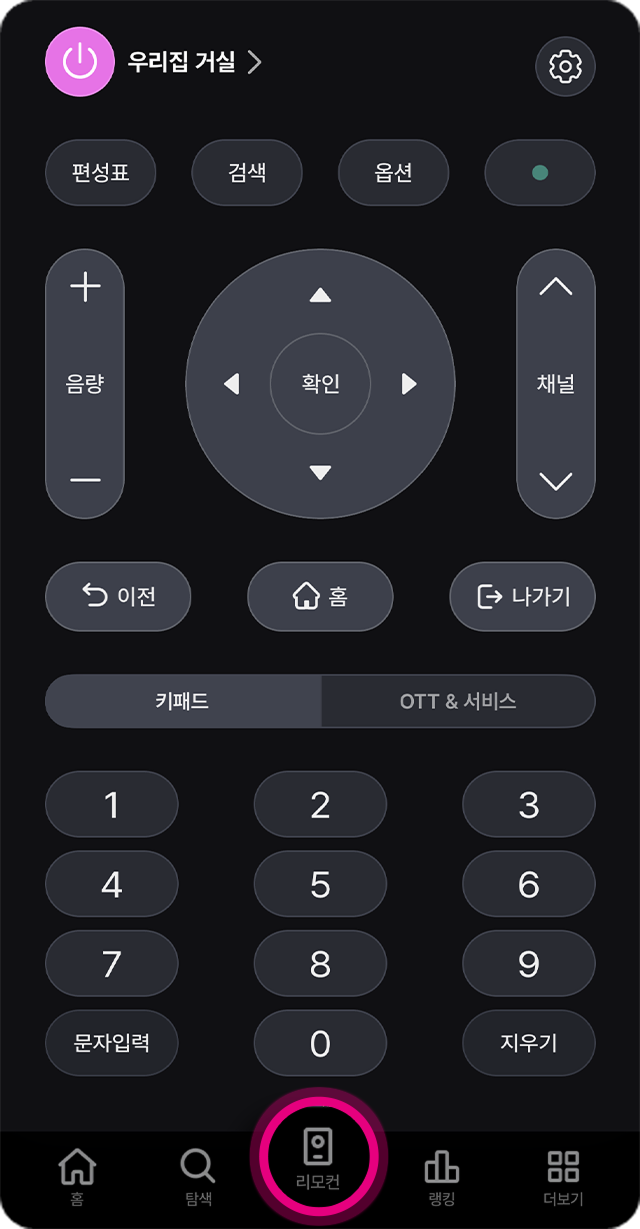 채널 번호 입력 화면