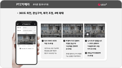 U+지능형CCTV의 PTZ카메라 간편하게 원격 조정 화면