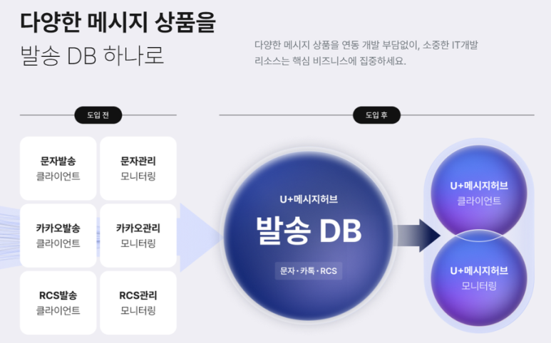 다양한 메시지 상품을 발송 DB하나로
