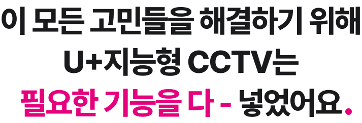 이 모든 고민들을 해결하기 위해 U+지능형 CCTV는 필요한 기능을 다 - 넣었어요