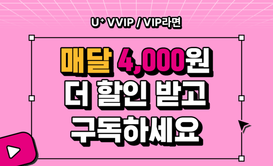 U+ VVIP/VIP라면 매달 4,000원 더 할인 받고 구독하세요.