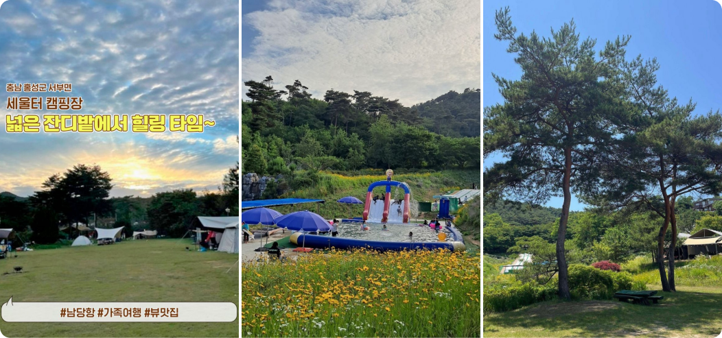 키즈 캠핑장 추천,
            충남 홍성군 서부면 세울터 캠핑장
            넓은 잔디밭에서 힐링 타임~
            #남당항 #가족여행 #뷰맛집