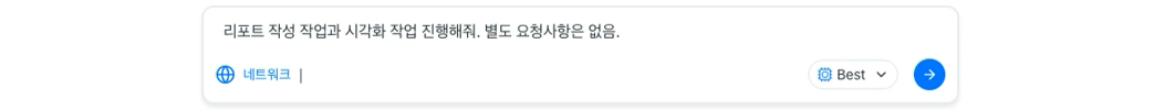 리포트 작성 작업과 시각화 작업 진행 요청이 포함된 Felo 창입니다.