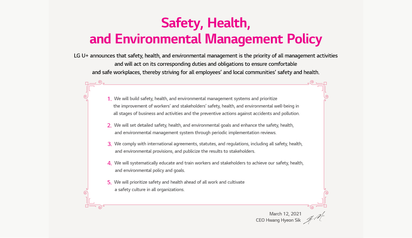 Safety, Health, and Environmental Management Policy