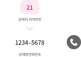 상하이 지역번호(21) - 1234-5678 상대방전화번호